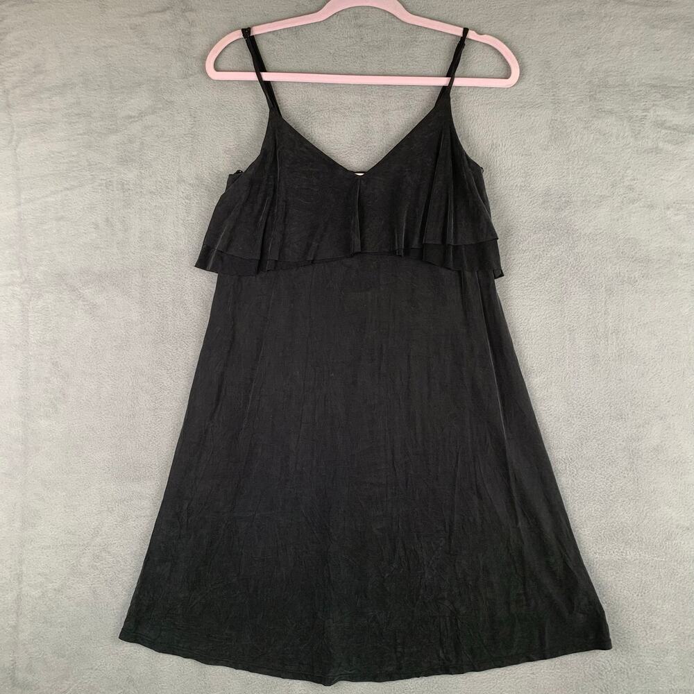 Anthropologie Eri + Ali Black Ruffle Slip Dress Women’s Small Petite NWT